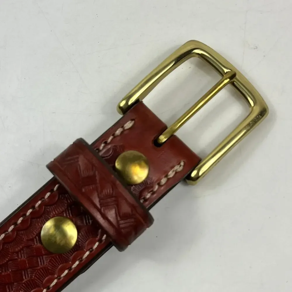NRA RKBA Right To Keep And Bear Arms Brown Leather Belt Sz46 Brass USA Western